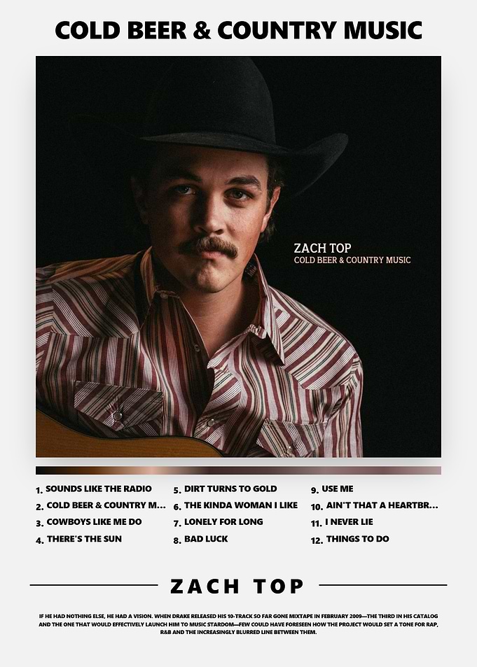 Zach Top Cold Beer & Country Music Poster