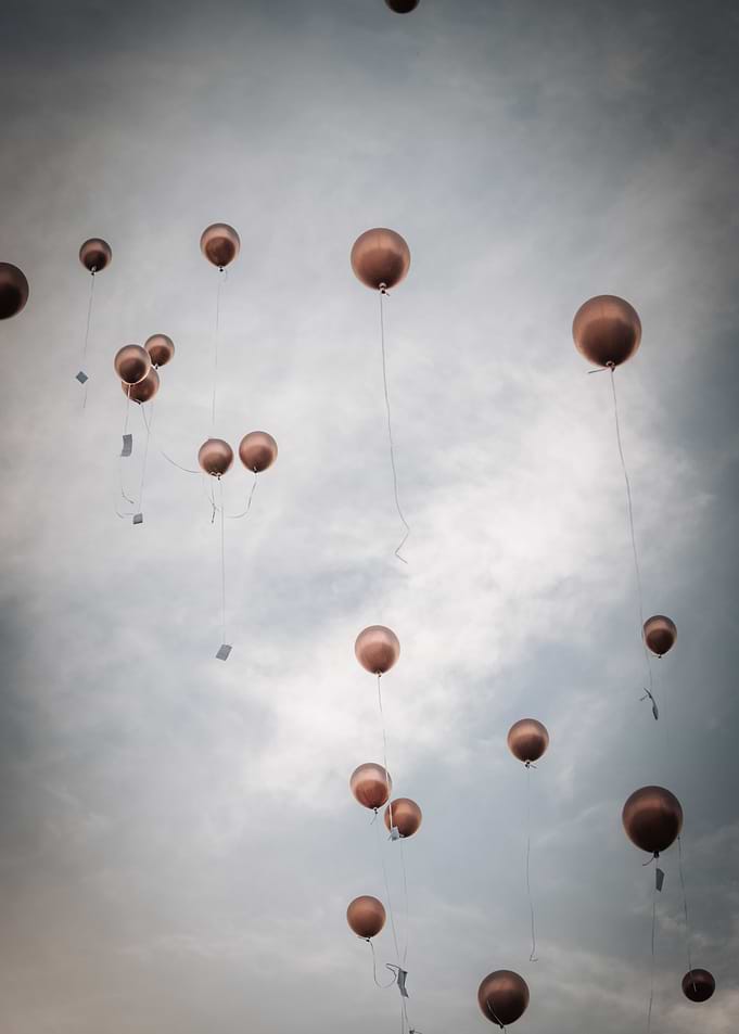 Floating Metallic Rose Gold Balloons