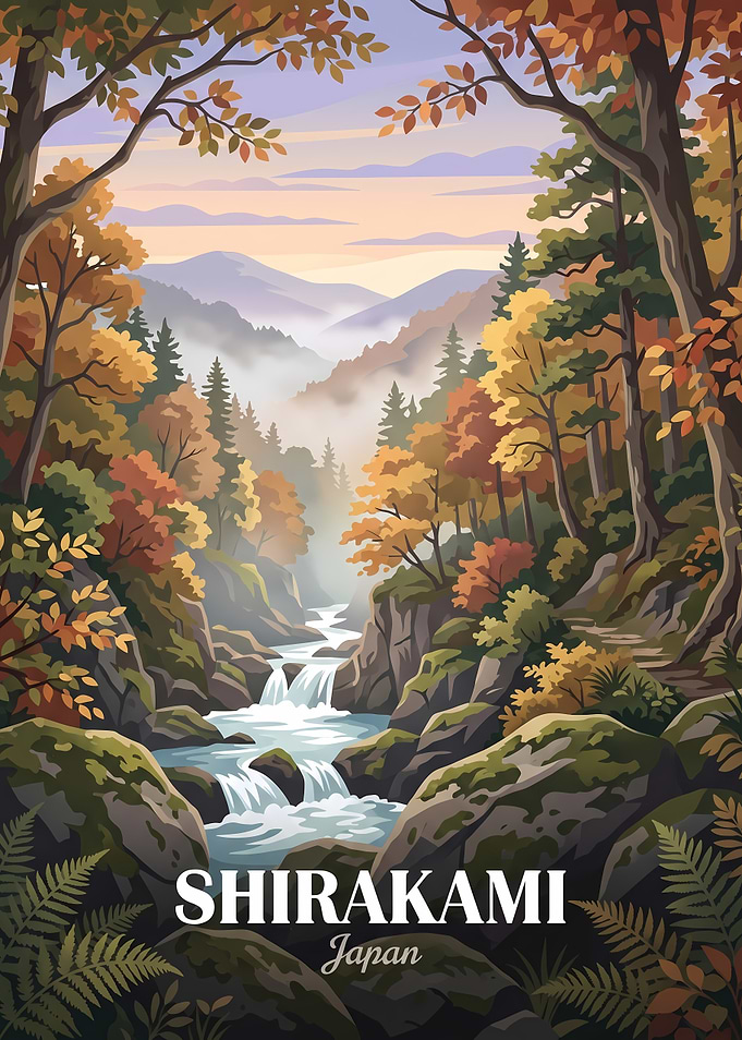 Shirakami Sanchi Japan Travel Poster