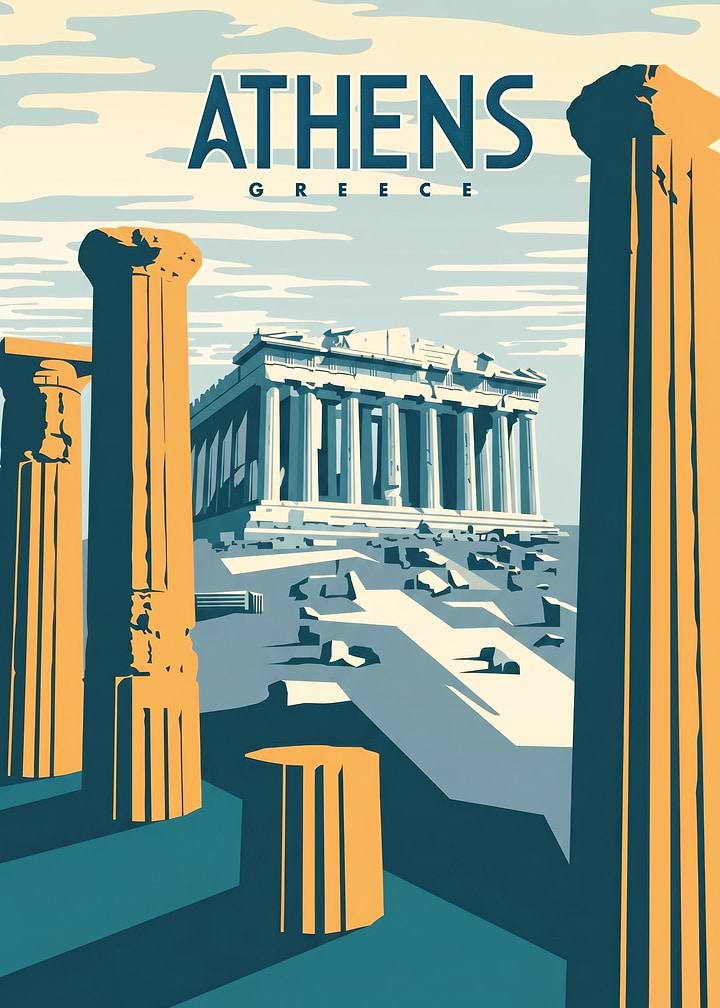Vintage Travel Poster of Athens