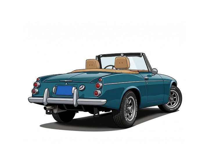 Teal Vintage Convertible Sports Car