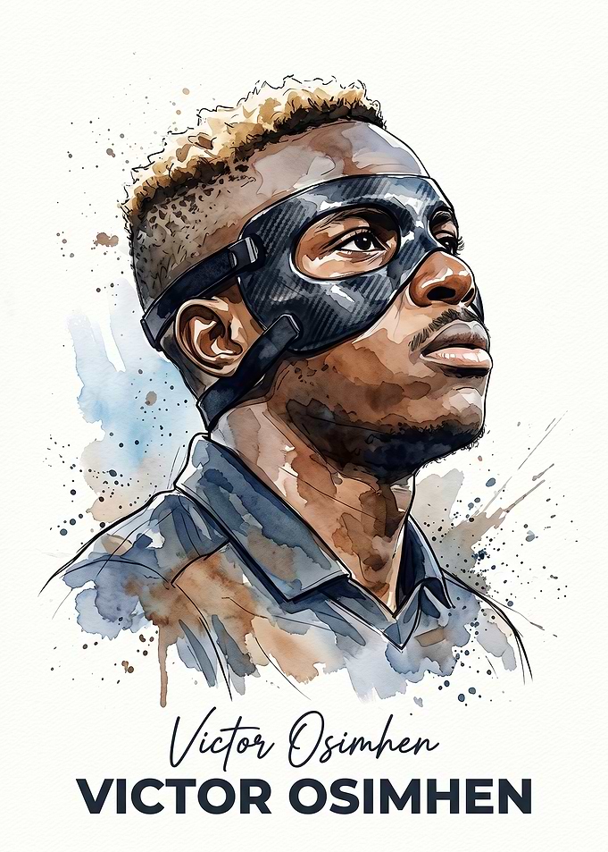 Victor Osimhen Watercolor Portrait