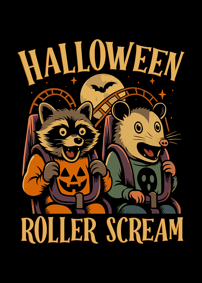 Halloween Roller Scream Raccoon and Opossum