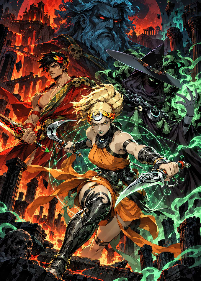 Hades Mythological Battle Illustration