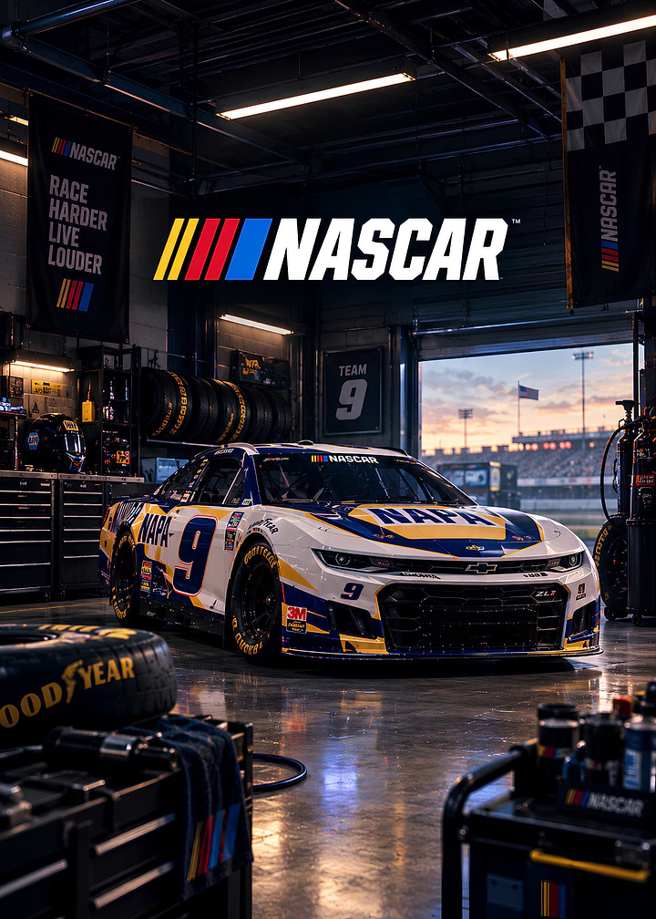 NASCAR Team 9 Garage Scene