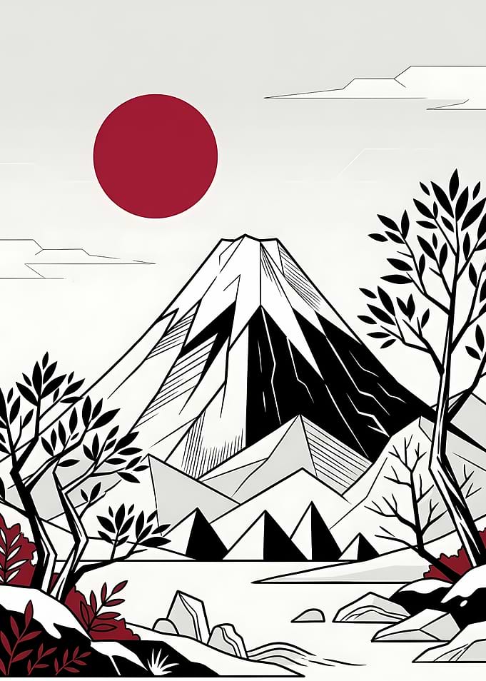 Minimalist Mount Fuji Japanese Landscape