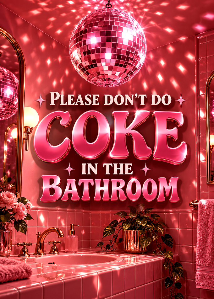 Pink Disco Bathroom Wall Art