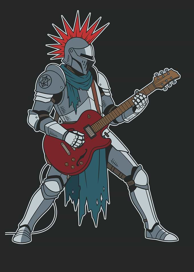 Punk Rock Knight Playing Guitar