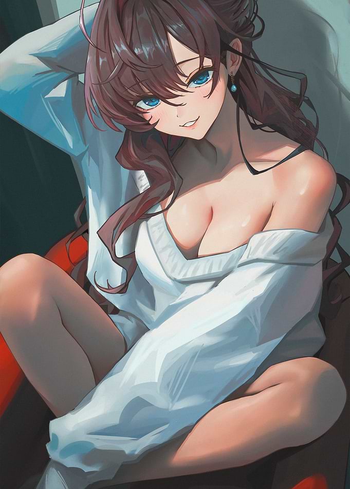 Anime Girl in Oversized White Shirt
