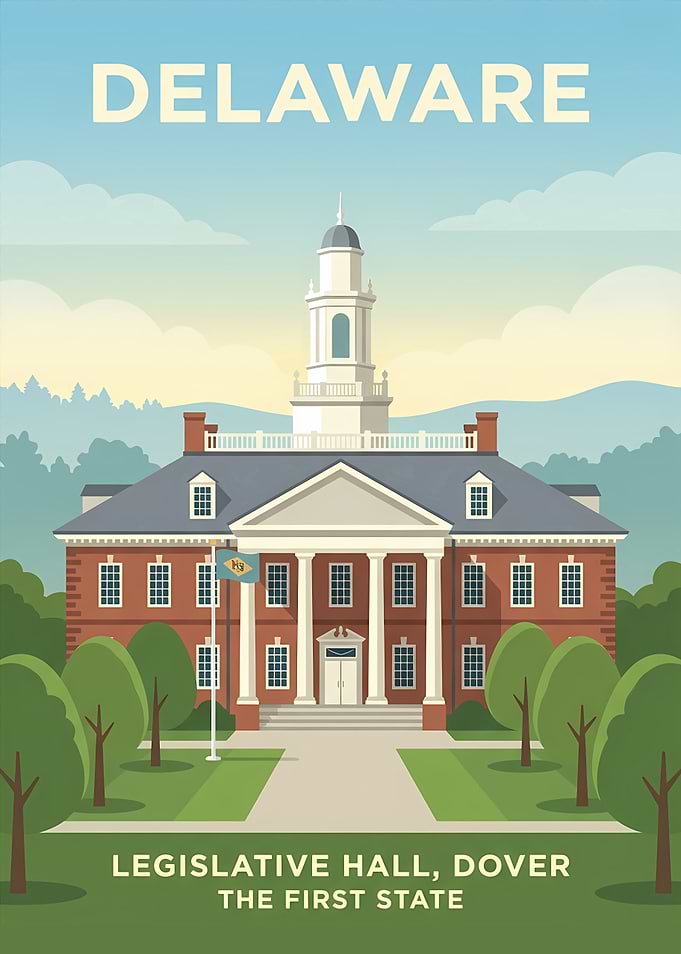 Delaware Legislative Hall Travel Poster