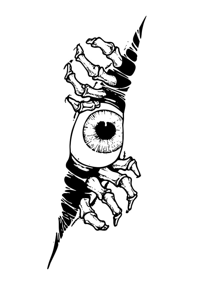 Skeleton Hand Peeking Through Tear