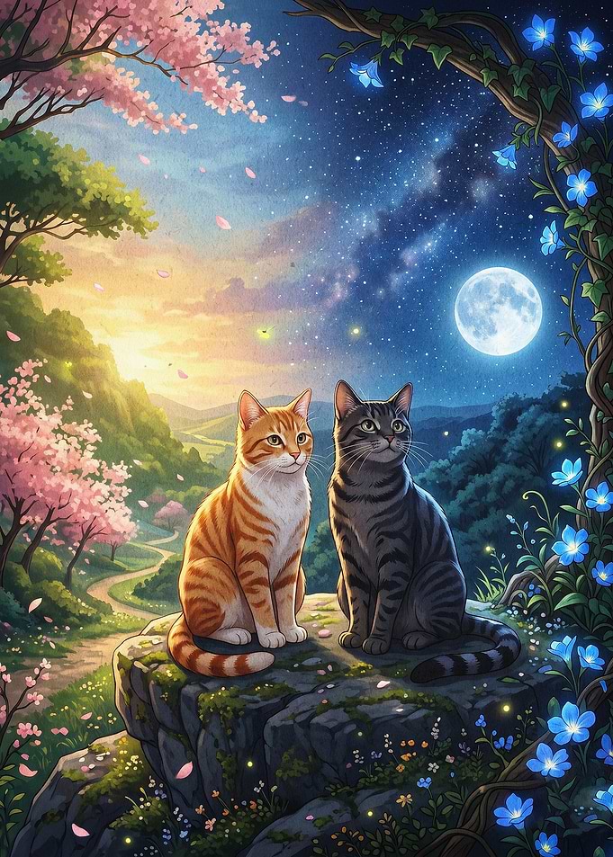 Magical Cats Fantasy Art Poster