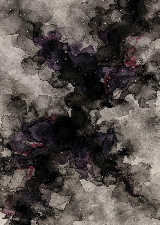 Abstract Dark Ink Wash Painting