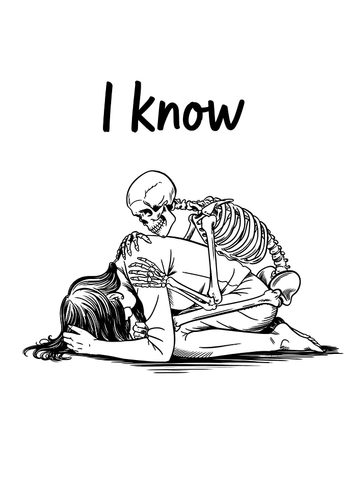 Skeleton Comforting Person Illustration