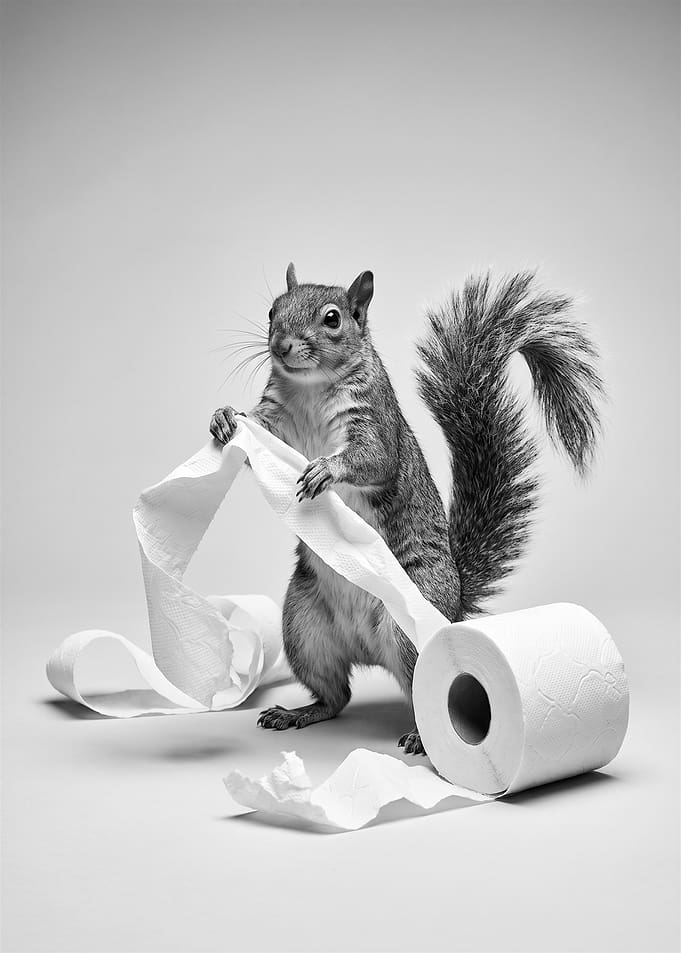 Squirrel Playing with Toilet Paper