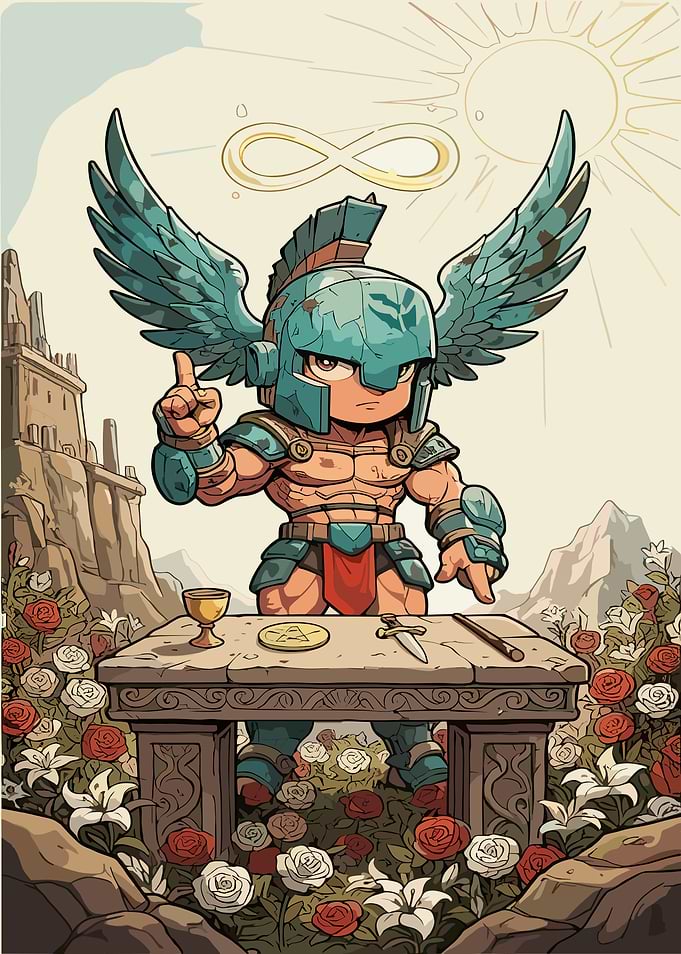 Chibi Winged Warrior at Altar