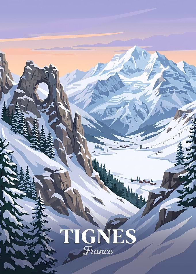 Tignes France Ski Resort Travel Poster