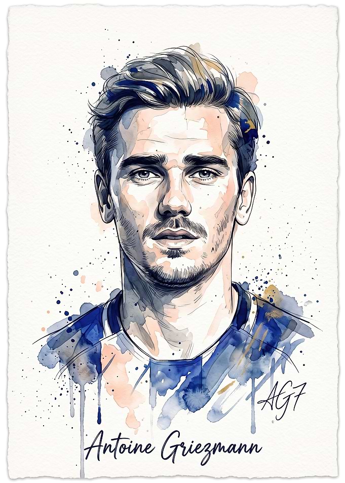 Antoine Griezmann Watercolor Portrait