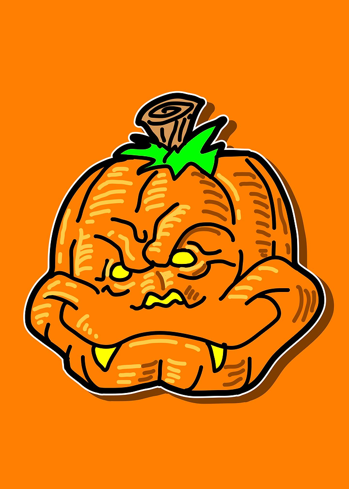 Grumpy Halloween Jack-o'-lantern Illustration