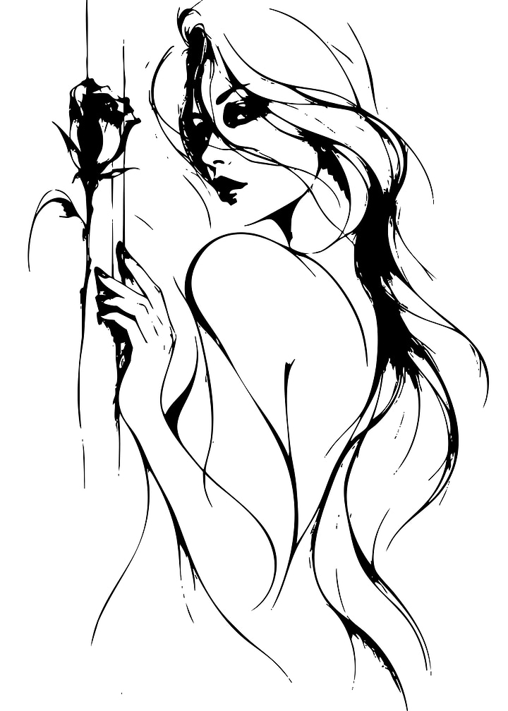 Elegant Woman Holding a Rose