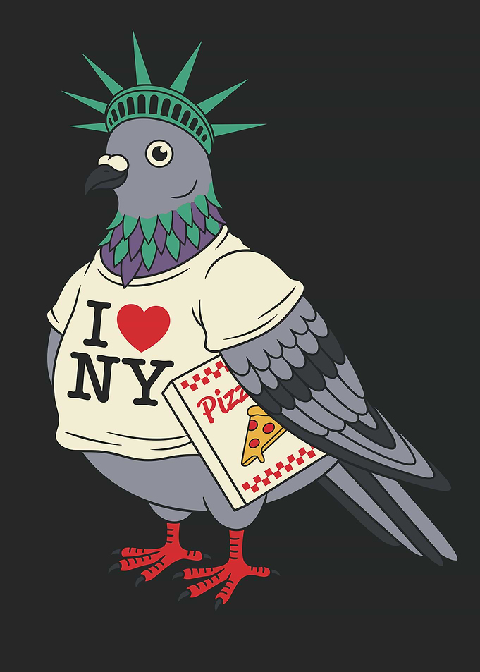 New York Pigeon with Pizza