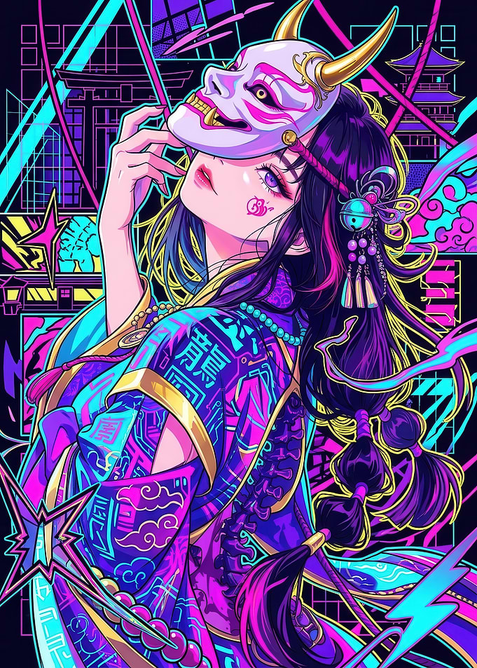 Girl with Oni Mask