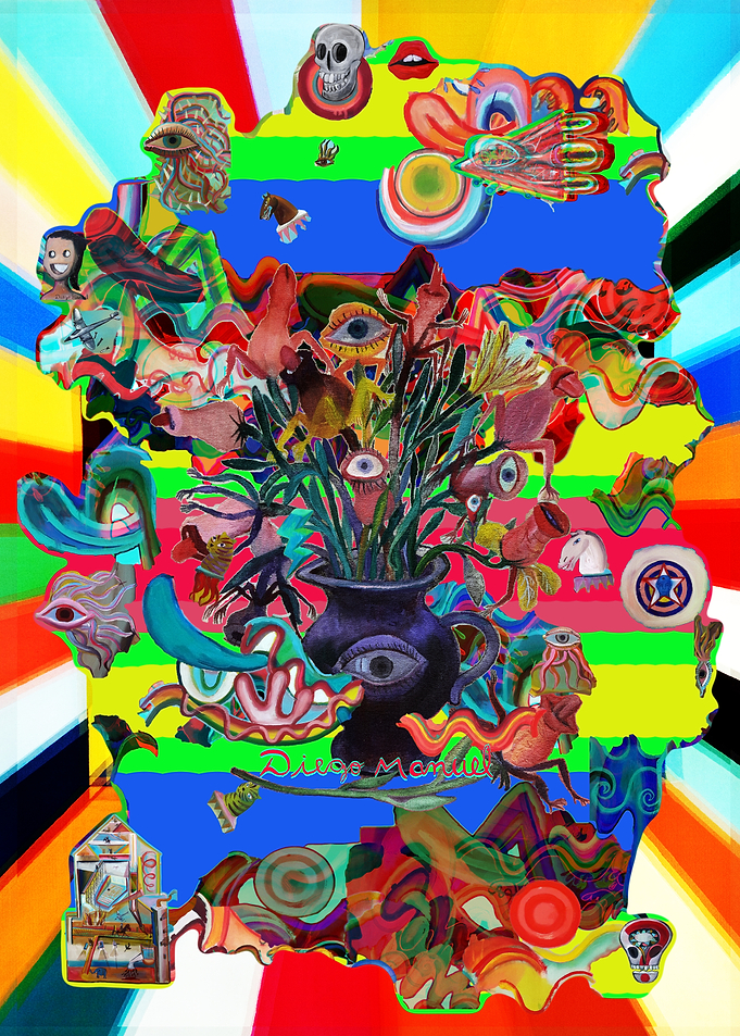 Surreal Psychedelic Floral Collage Art