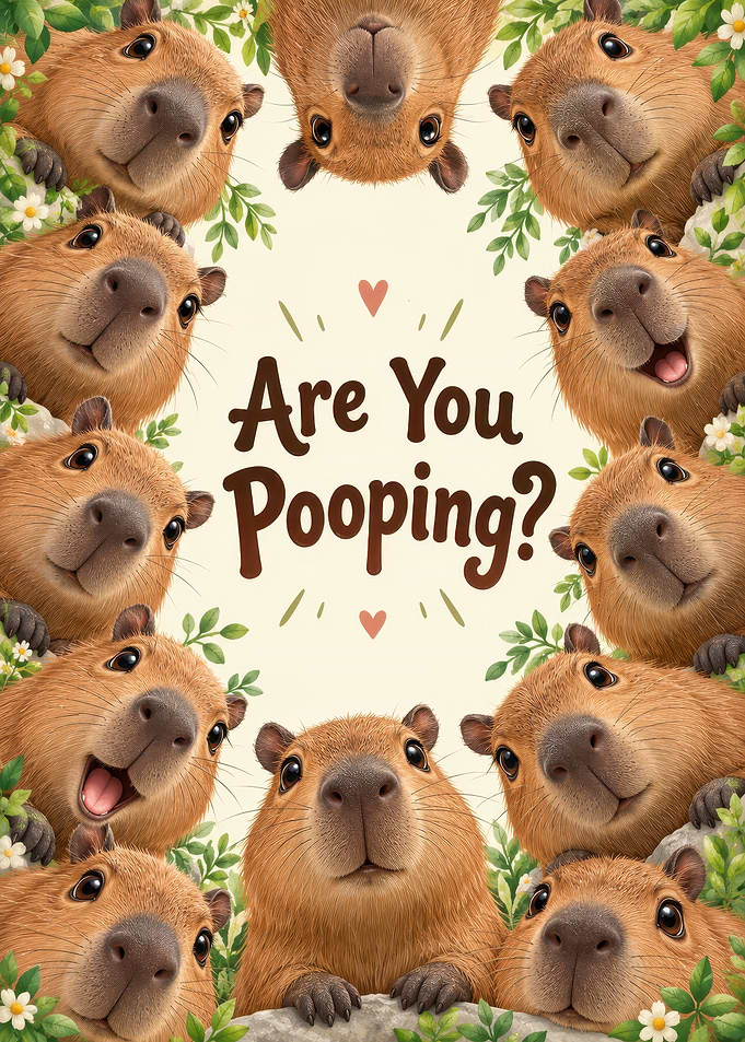 Funny Capybara Bathroom Wall Art