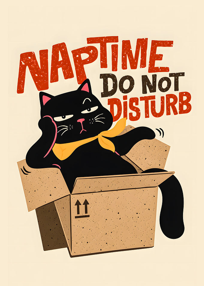 Funny Naptime Cat in Box Poster