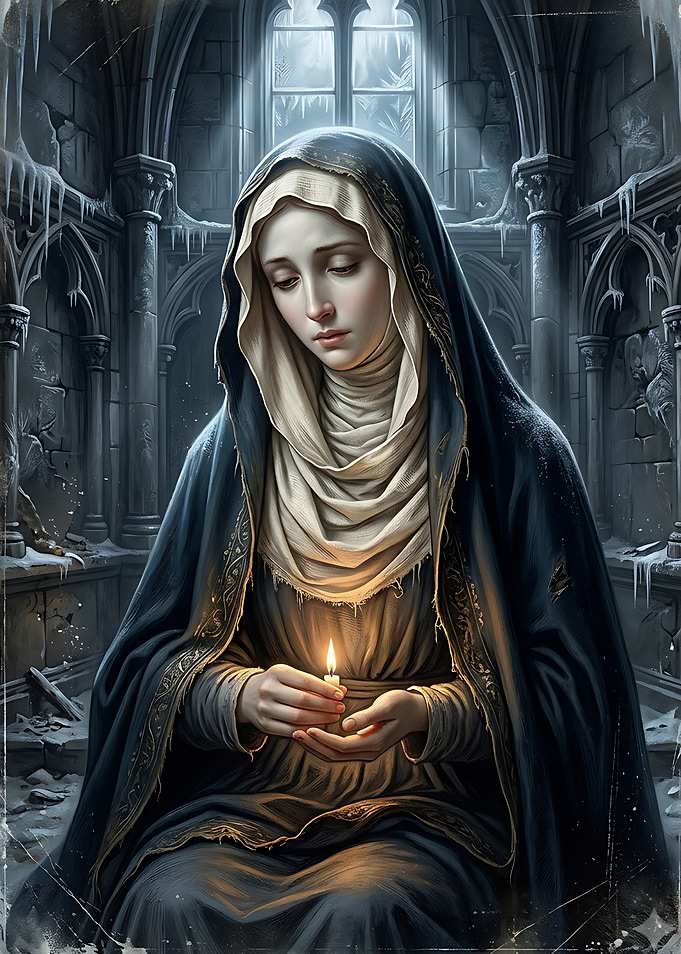Sorrowful Woman Holding a Candle