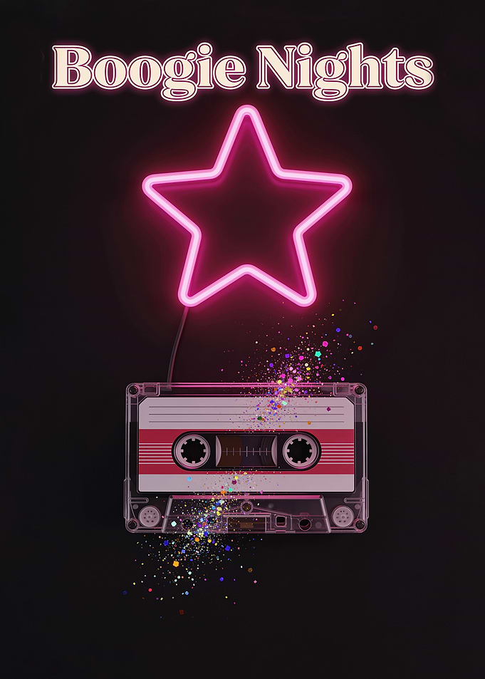 Boogie Nights Neon Cassette Poster