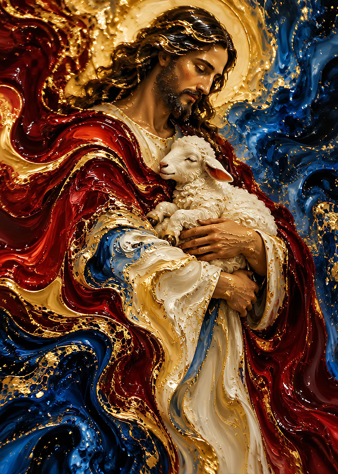 Jesus Christ Holding a Lamb