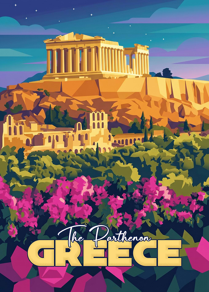 The Parthenon Greece Travel Poster