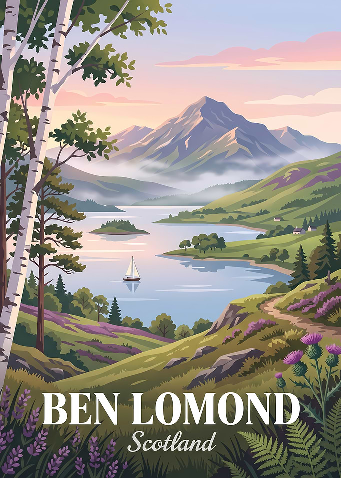 Ben Lomond Scotland Travel Poster