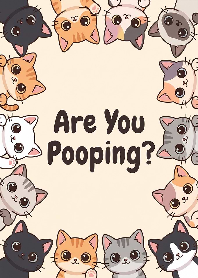 Funny Cats Are You Pooping Poster