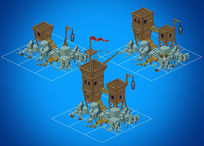Landship - Isometric Wooden Watchtower Game Assets