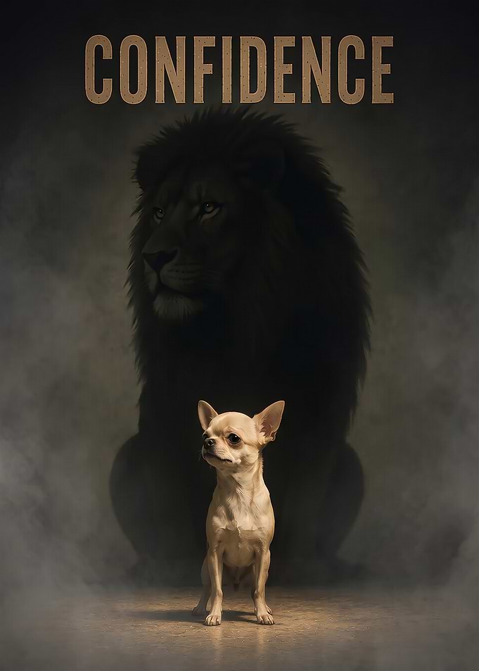 Confidence Chihuahua Lion Shadow Poster