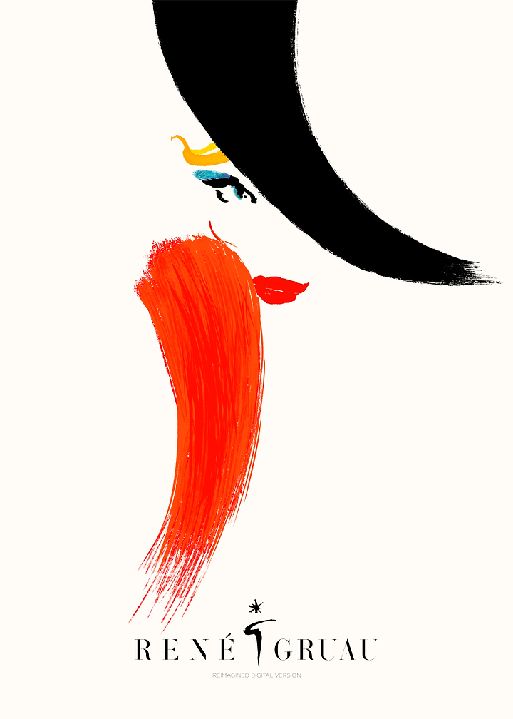 René Gruau | Femme en rouge et noir