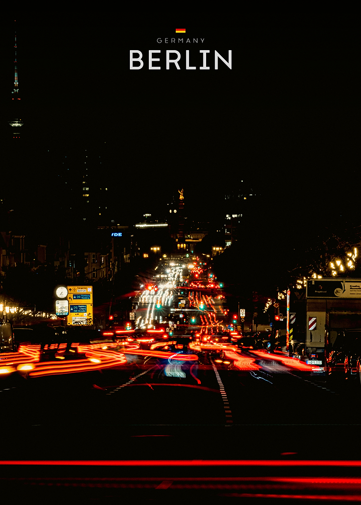 Berlin Germany Night Cityscape Poster