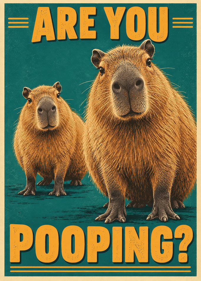 Funny Capybara Are You Pooping Poster