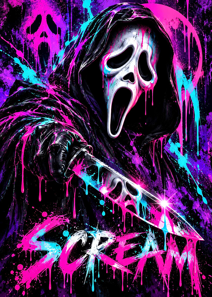 Neon Scream Ghostface Poster