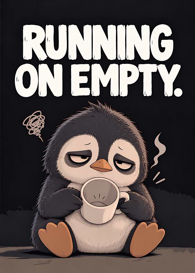 Running on Empty Tired Penguin