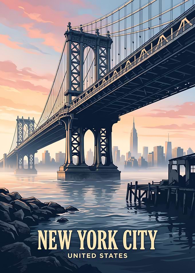 New York City Manhattan Bridge Sunset