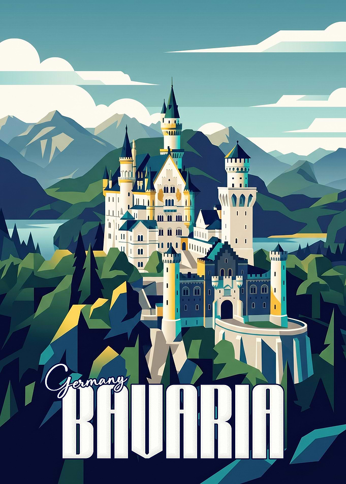 Neuschwanstein Castle Bavaria Travel Poster