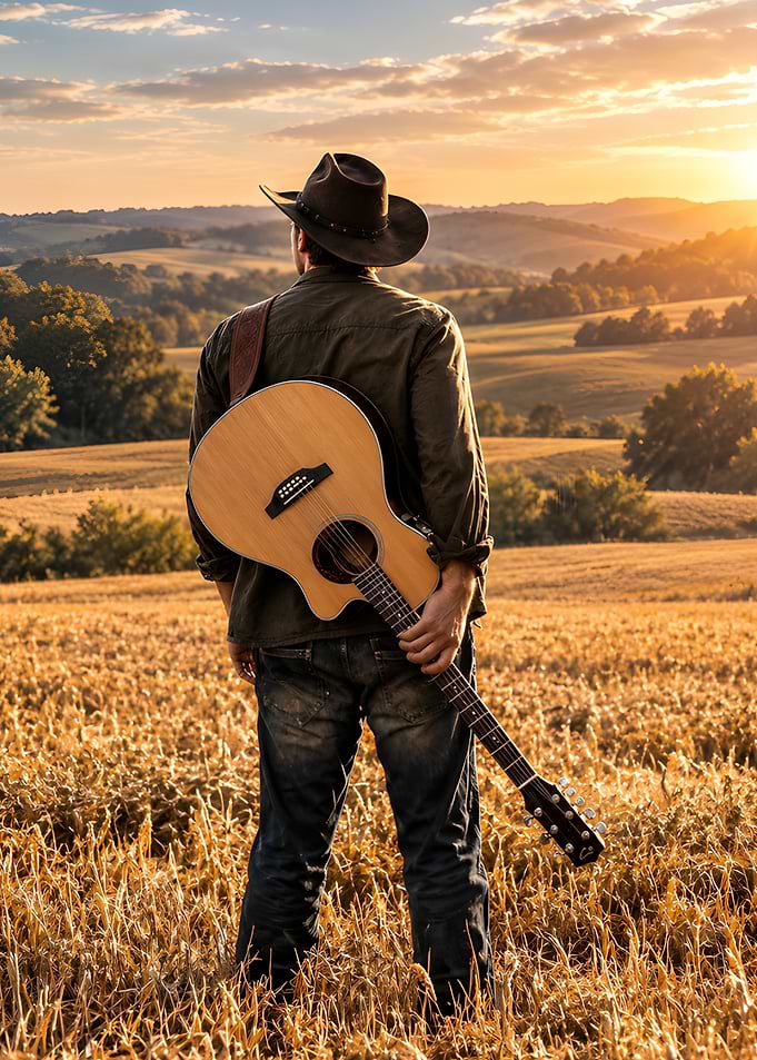 Cowboy Standing in Golden Field Red Dead