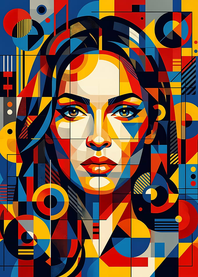 Geometric Pop Art Portrait of Woman