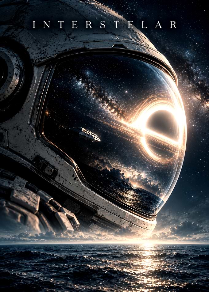 Interstellar Movie Poster Astronaut Reflection