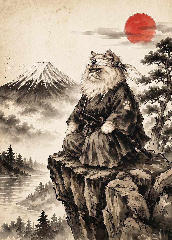 Samurai Cat Japan Art