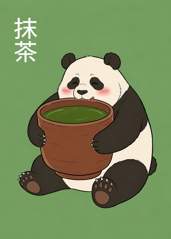 Panda Drinks Matcha