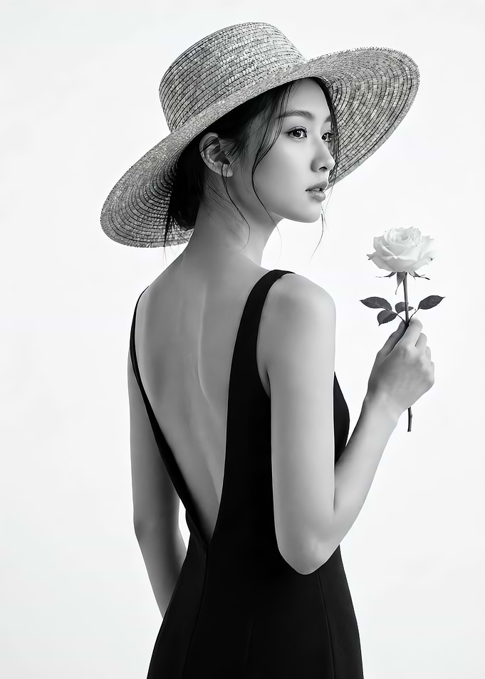Elegant Woman in Straw Hat